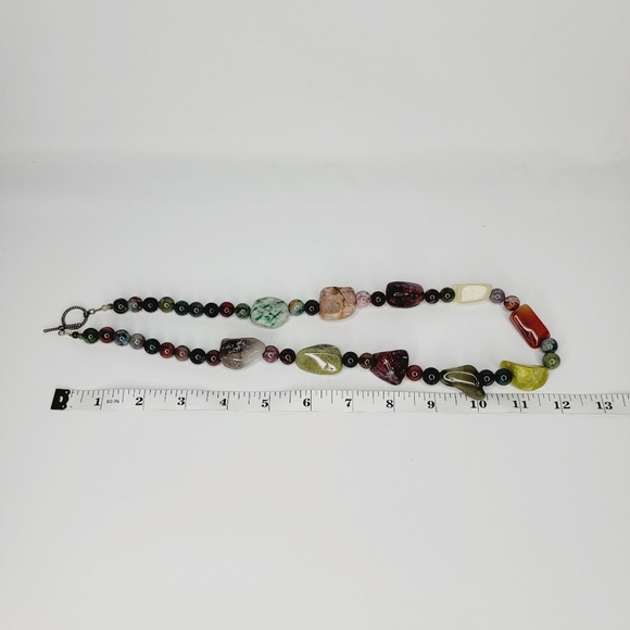 Multicolor Chunky Glass Stone 25" Beaded Toggle Fastener Necklace - Picture 8 of 8